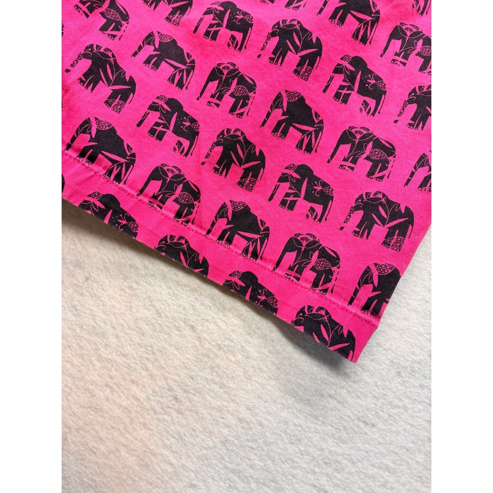 Crown & Ivy Casual Chino Shorts Preppy Elephant Print Stretch 10 Pink Boho Indie - Picture 9 of 9